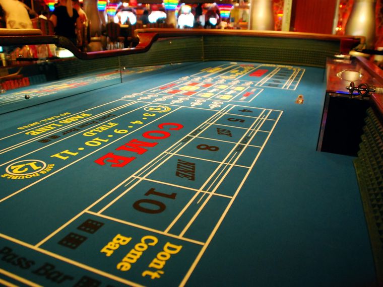 Craps table layout in a casino (Pass Line